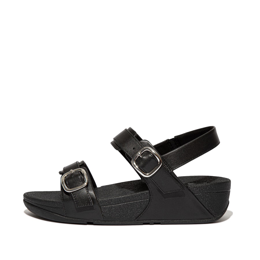 Fitflop Adjustable Leather Sandals All Black