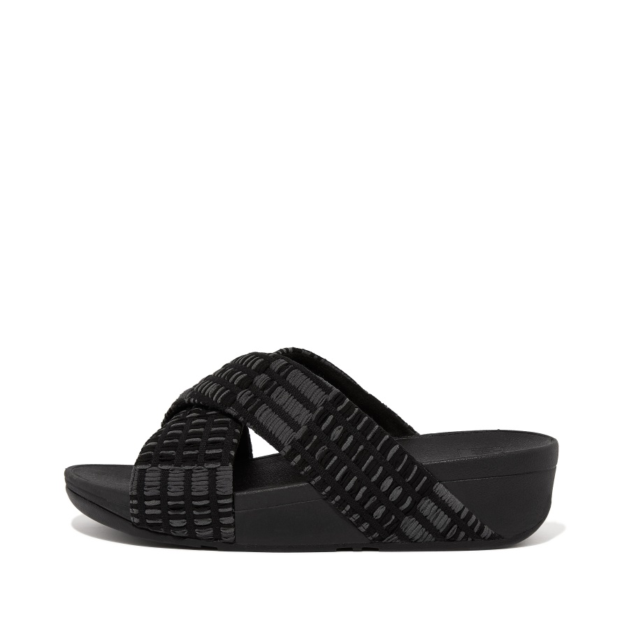 Fitflop Art-Denim Cross Slides All Black