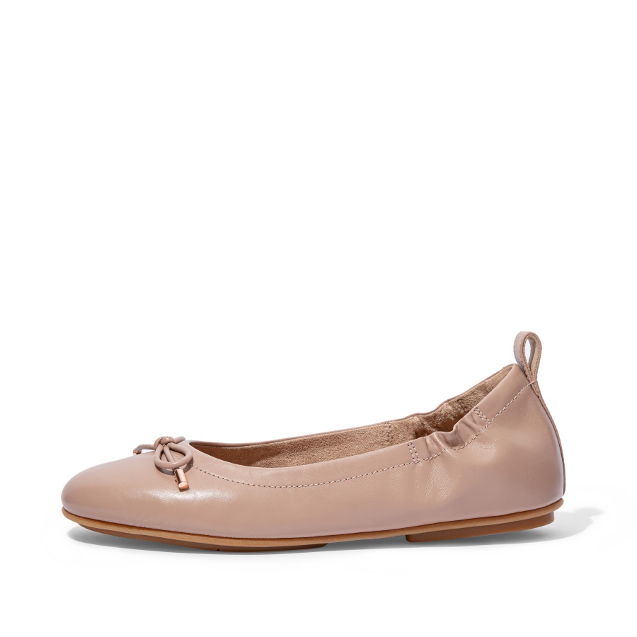 Fitflop Bow Leather Ballet Pumps Naked Pink