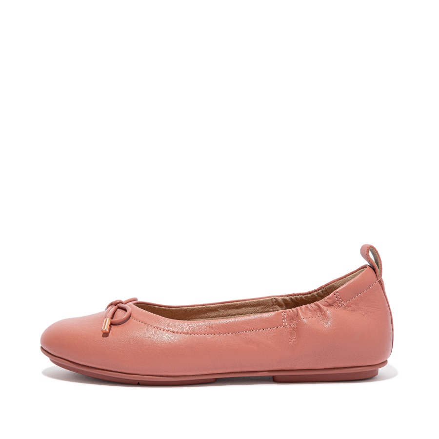 Fitflop Bow Leather Ballet Pumps Warm Rose