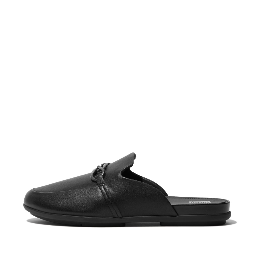 Fitflop Chain Leather Mules All Black