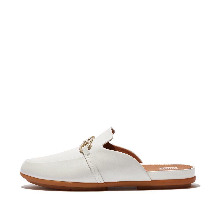 Fitflop Chain Leather Mules Cream