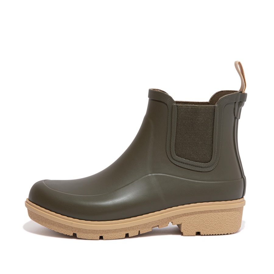 Fitflop Contrast-Sole Chelsea Rain Boots Mossy Mix