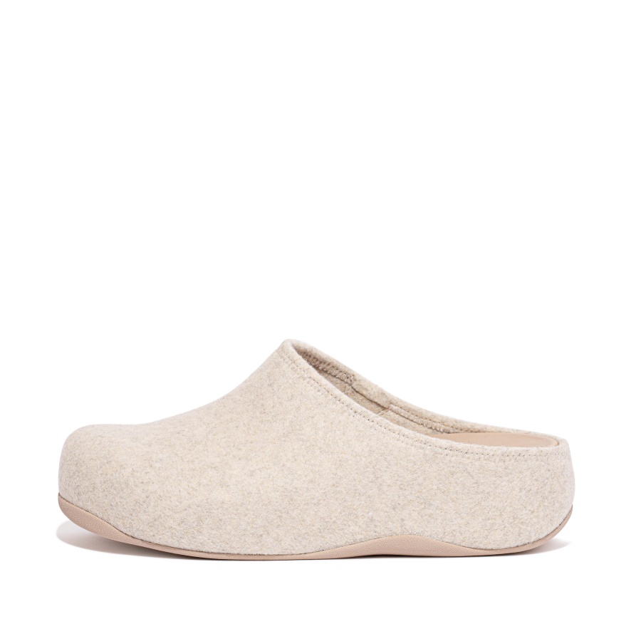 Fitflop Cushy Felt Clog Slippers Ivory