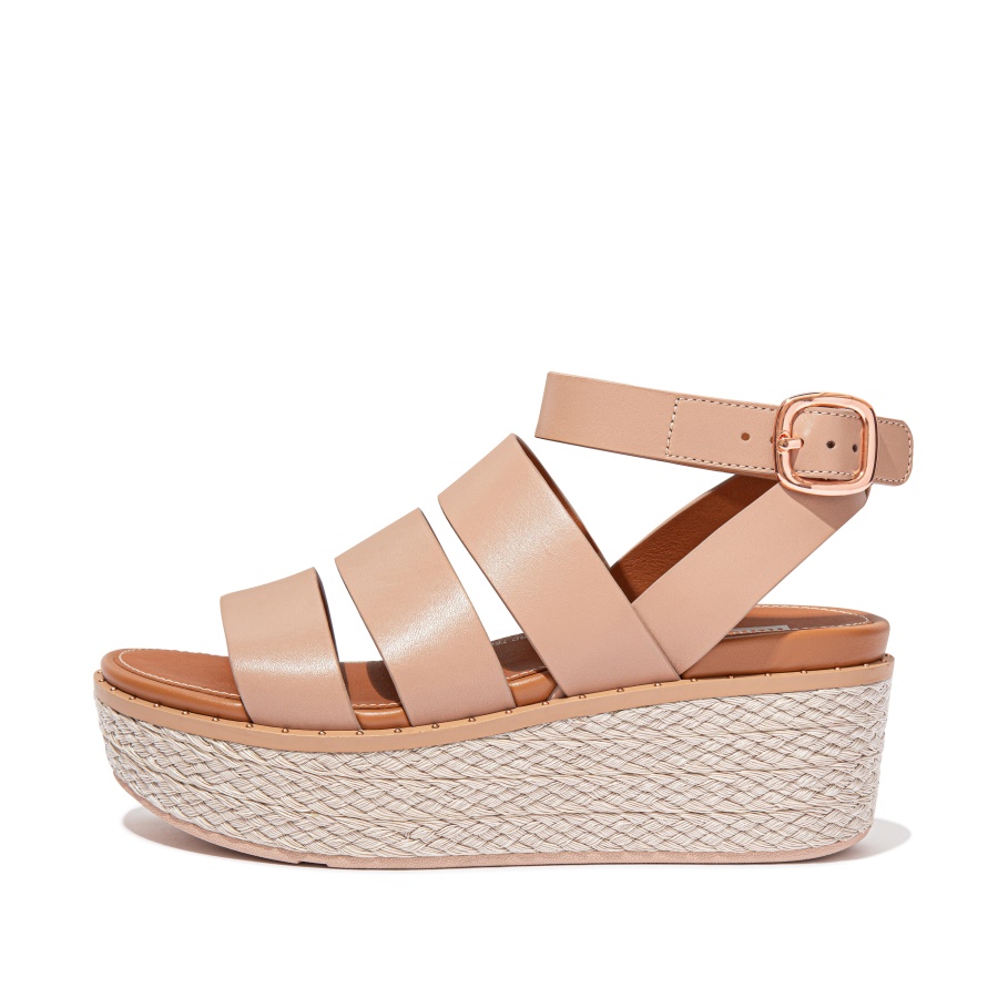 Fitflop Espadrille Leather Wedge Sandals Naked Pink