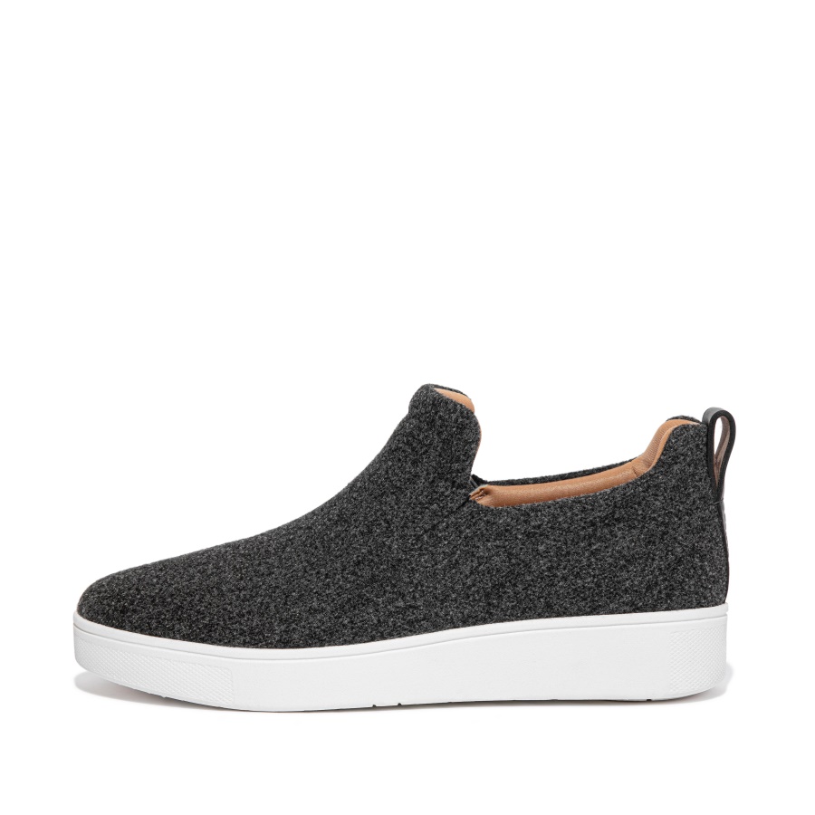 Fitflop Felt Skate Trainers Pewter Grey