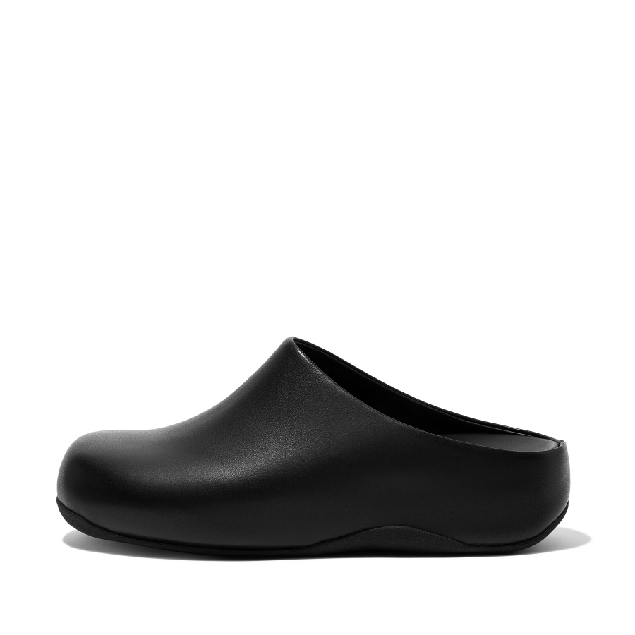 Fitflop Leather Clogs Black