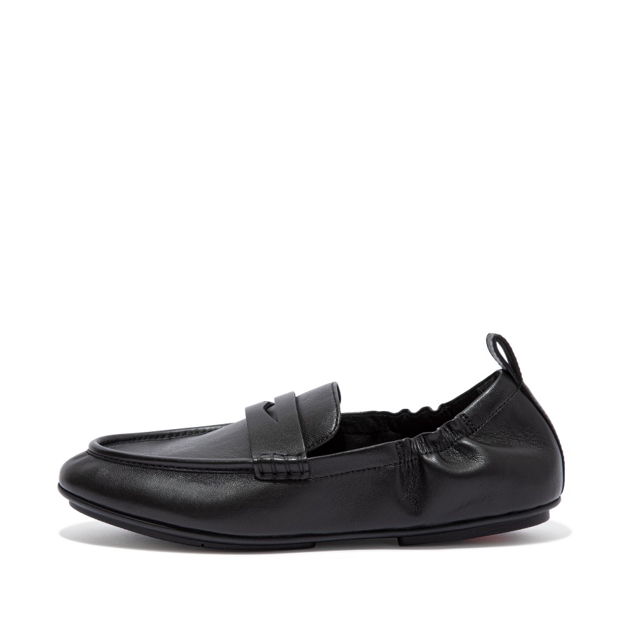 Fitflop Leather Penny Loafers All Black