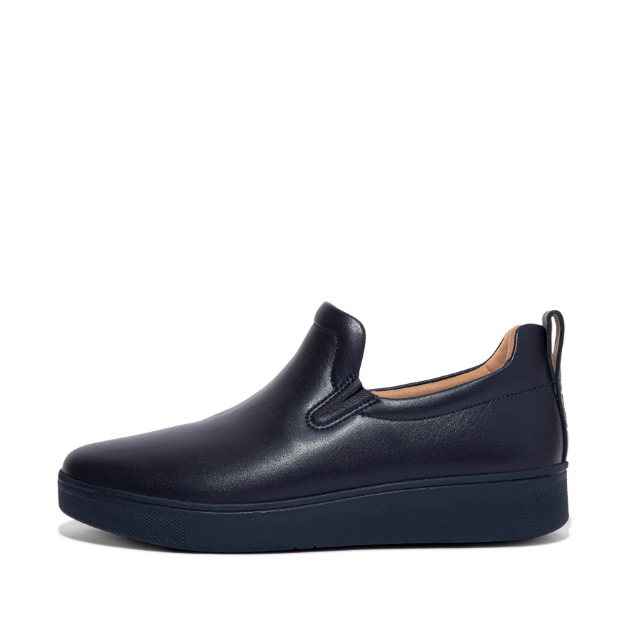 Fitflop Leather Skate Trainers Midnight Navy