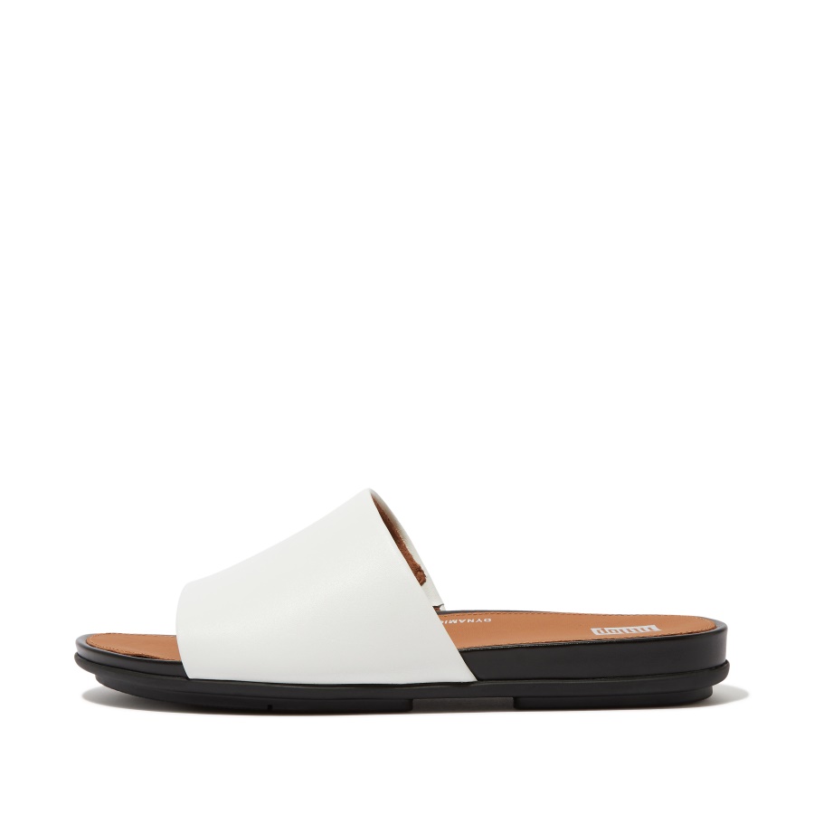 Fitflop Leather Slides Cream