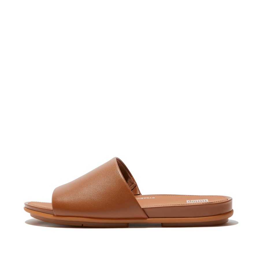 Fitflop Leather Slides Light Tan