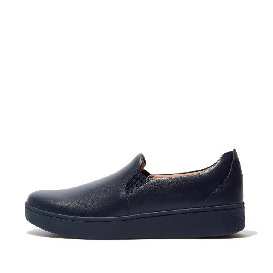 Fitflop Leather Slip-On Skate Trainers All Navy