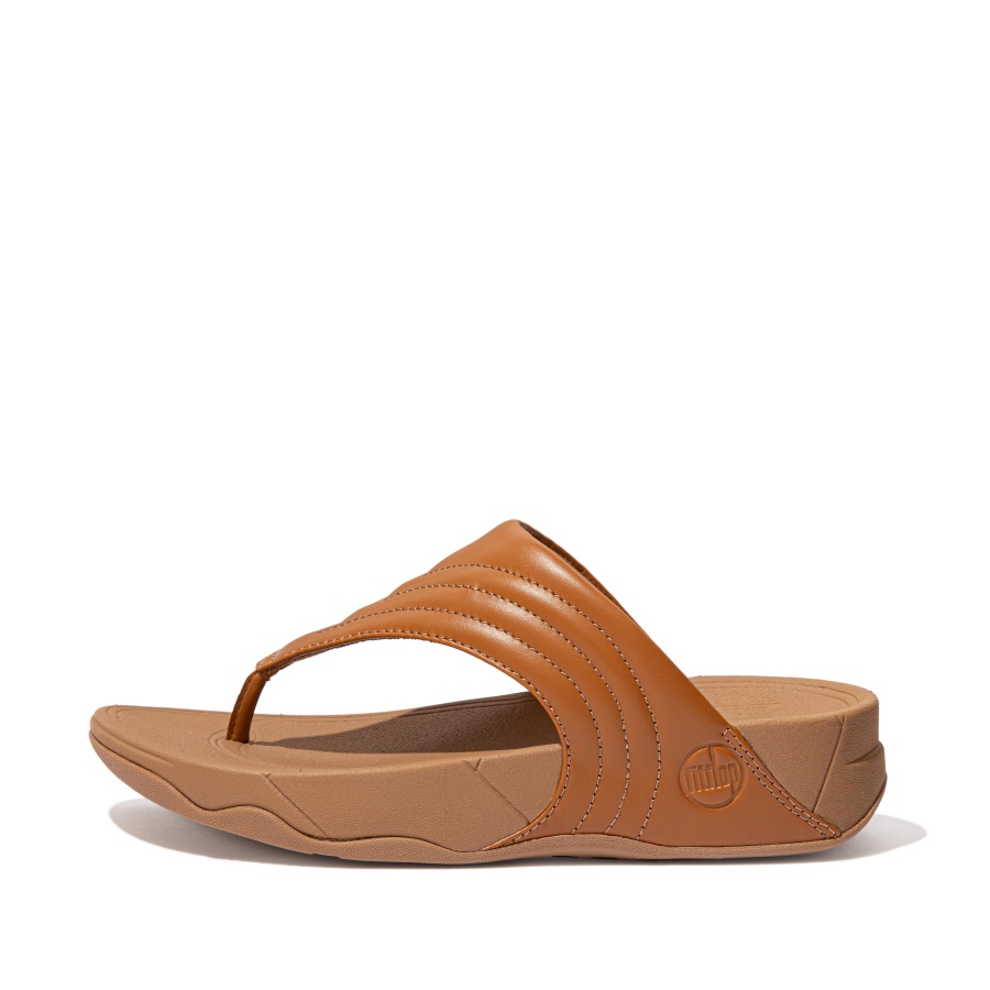 Fitflop Leather Toe-Post Sandals Light Tan WALKSTAR