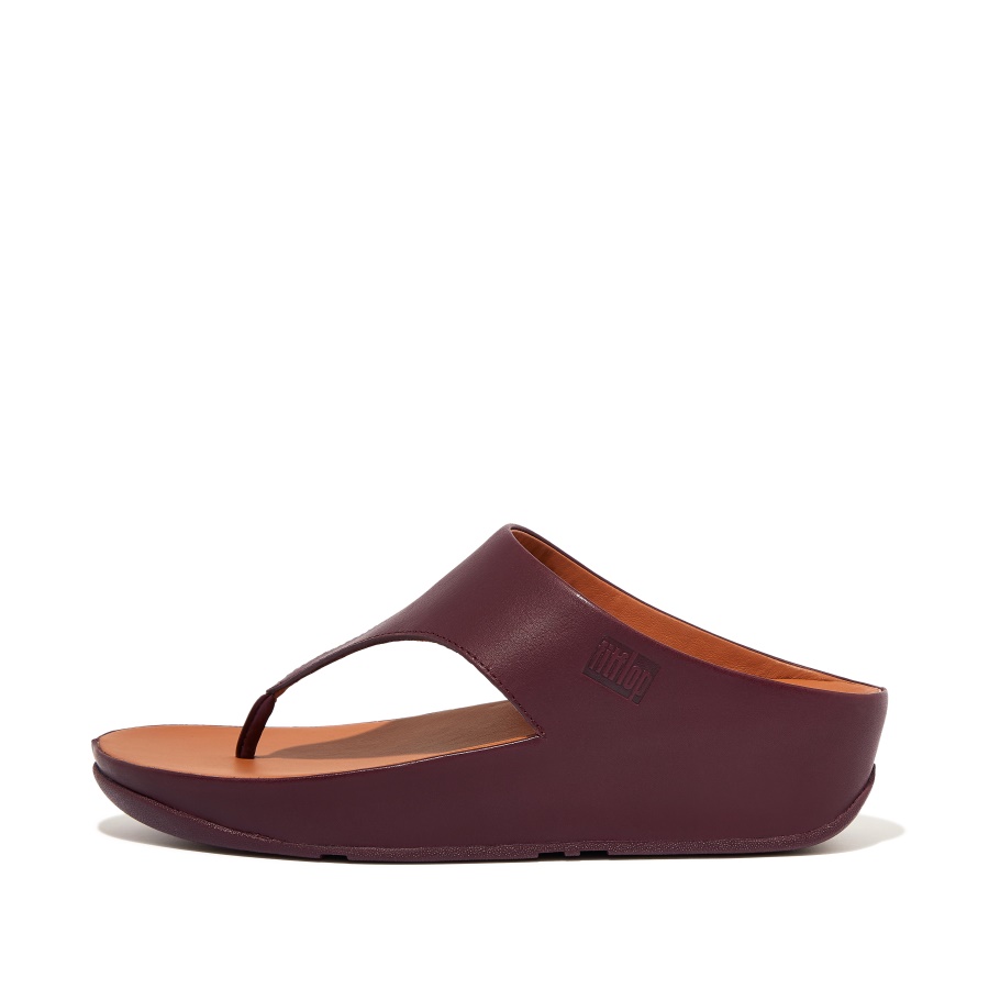 Fitflop Leather Toe-Post Sandals Plummy