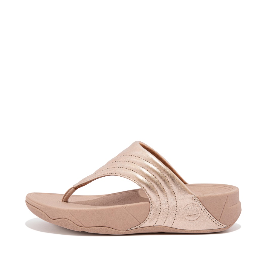 Fitflop Leather Toe-Post Sandals Rose Gold WALKSTAR
