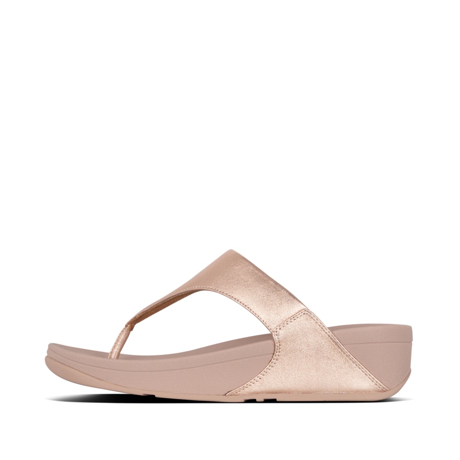 Fitflop Leather Toe-Post Sandals Rose Gold