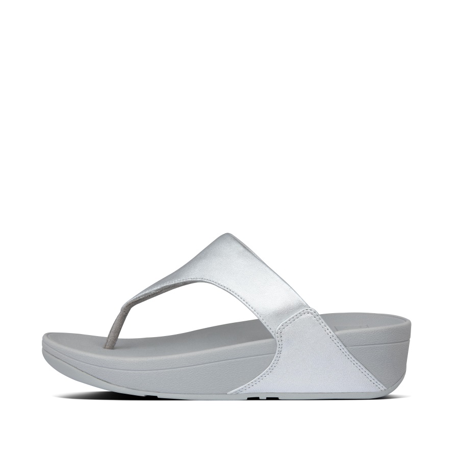 Fitflop Leather Toe-Post Sandals Silver