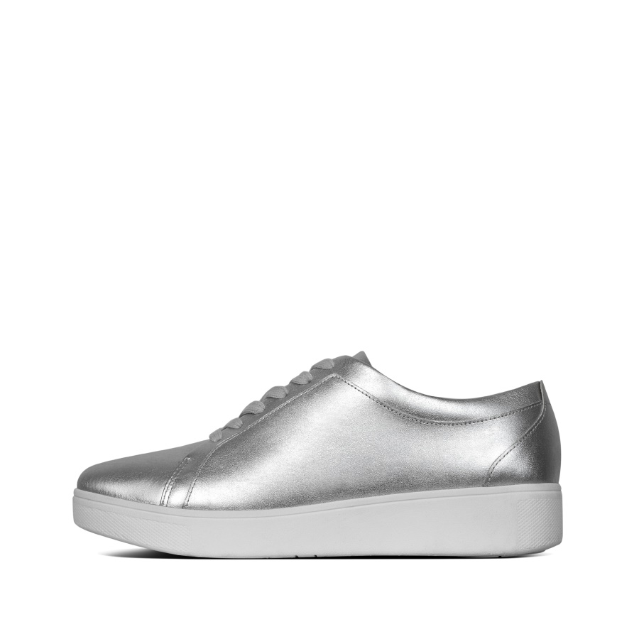 Fitflop Leather Trainers Silver