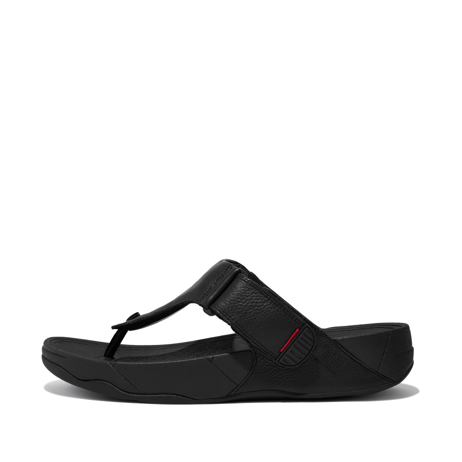 Fitflop Mens Leather Toe-Post Sandals All Black
