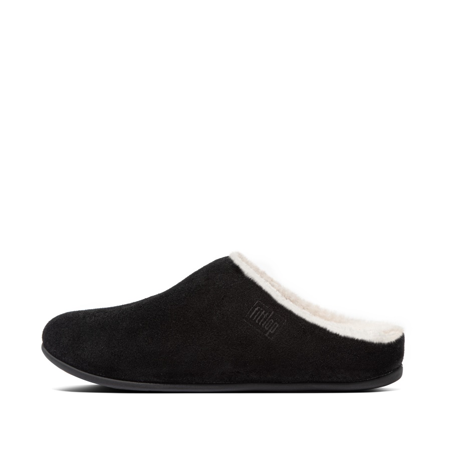 Fitflop Shearling Suede Slippers Black