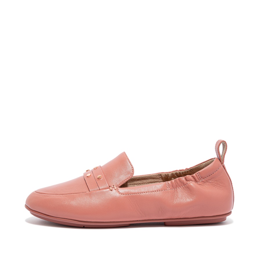 Fitflop Studded Leather Loafers Warm Rose