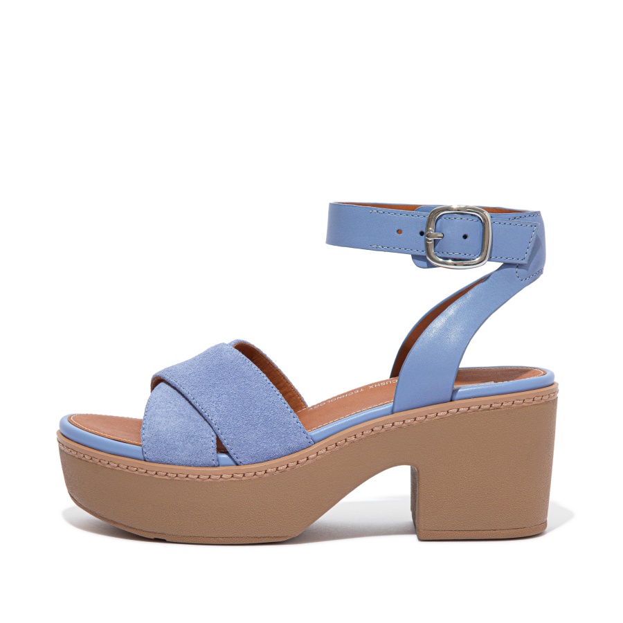 Fitflop Suede-Mix Ankle-Strap Platform Sandals Wild Lavender