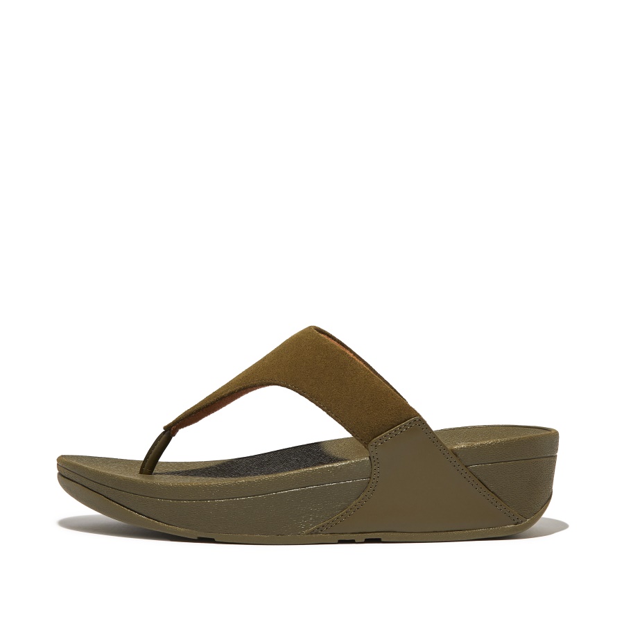Fitflop Suede Toe-Post Sandals Mossy