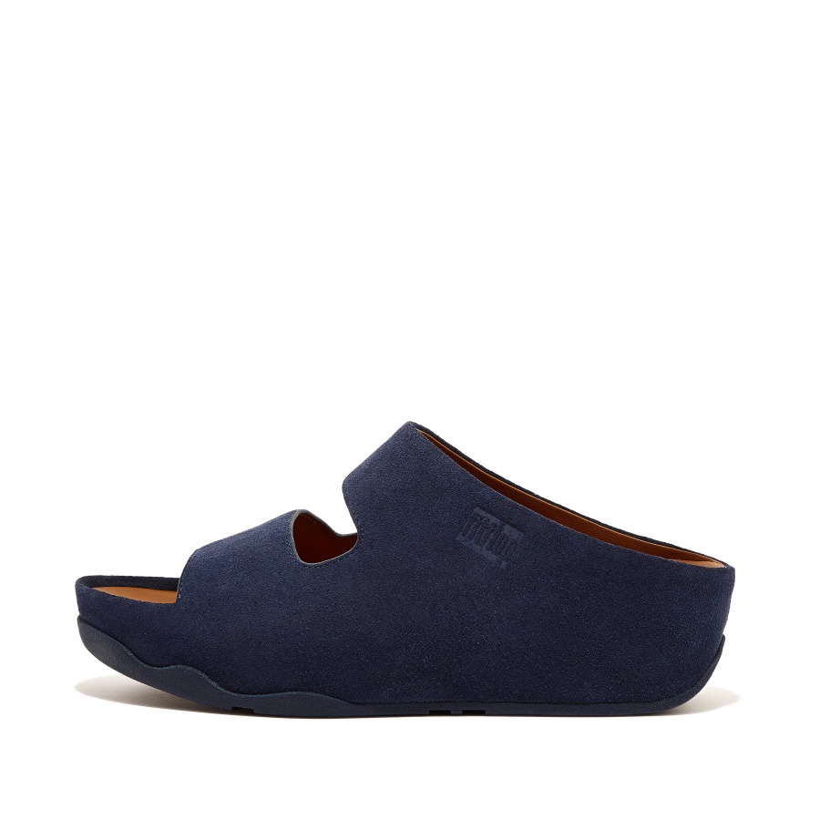 Fitflop Two-Bar Suede Slides Midnight Navy