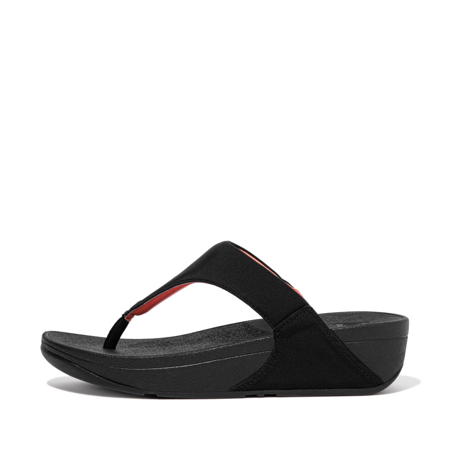 Fitflop Water-Resistant Toe-Post Sandals Black-Sunshine Coral