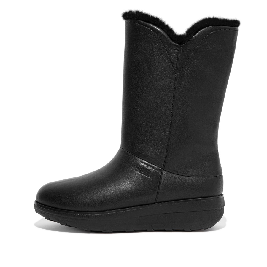 Fitflop Waterproof Shearling Calf Boots All Black