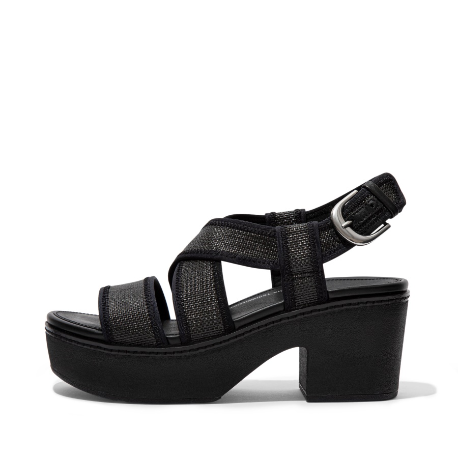 Fitflop Woven Back-Strap Platform Sandals All Black