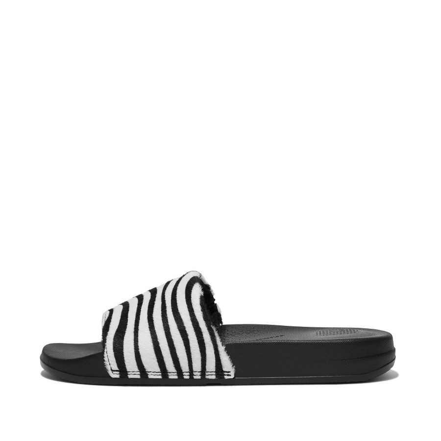 Fitflop Zebra-Print Leather Slides Zebra